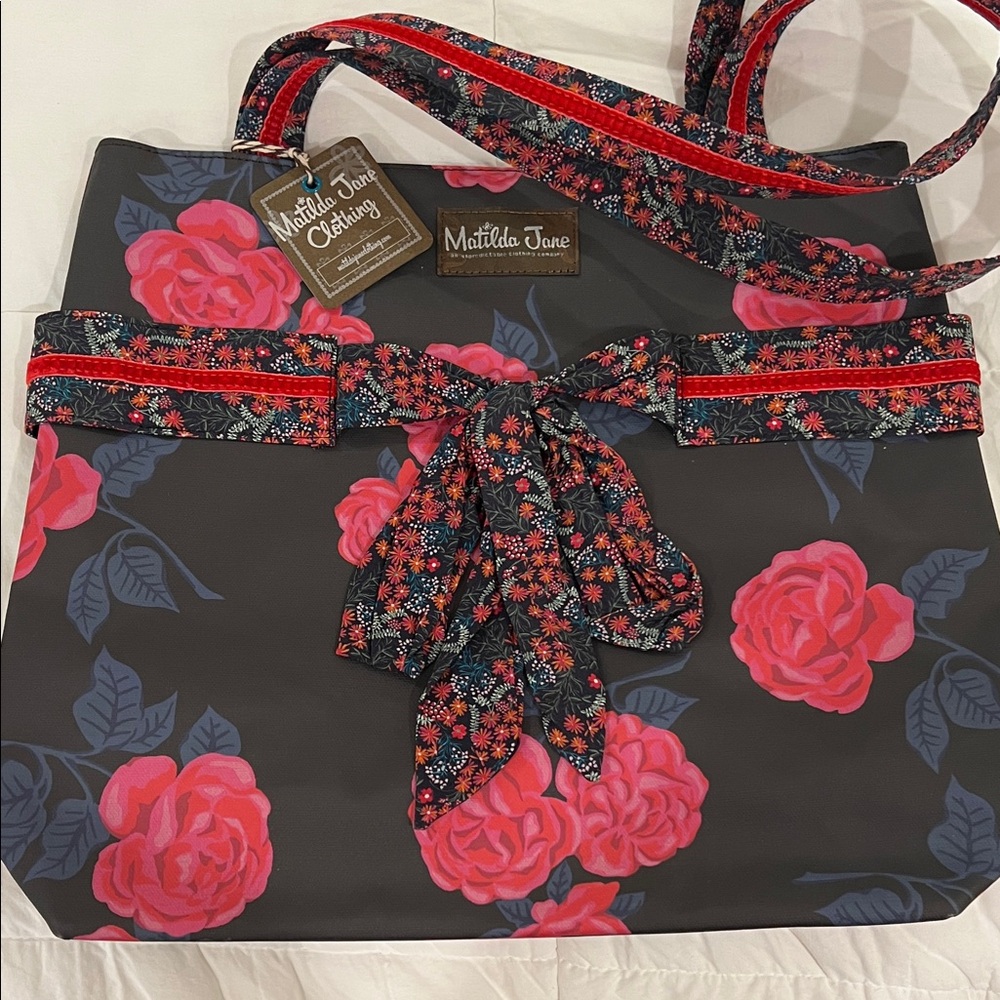 Matilda Jane Black and Red Floral Tote / Purse